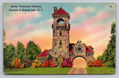 Smiley Testimonial Gateway, Entrance to Mohonk Lake, NY Vintage Postcard