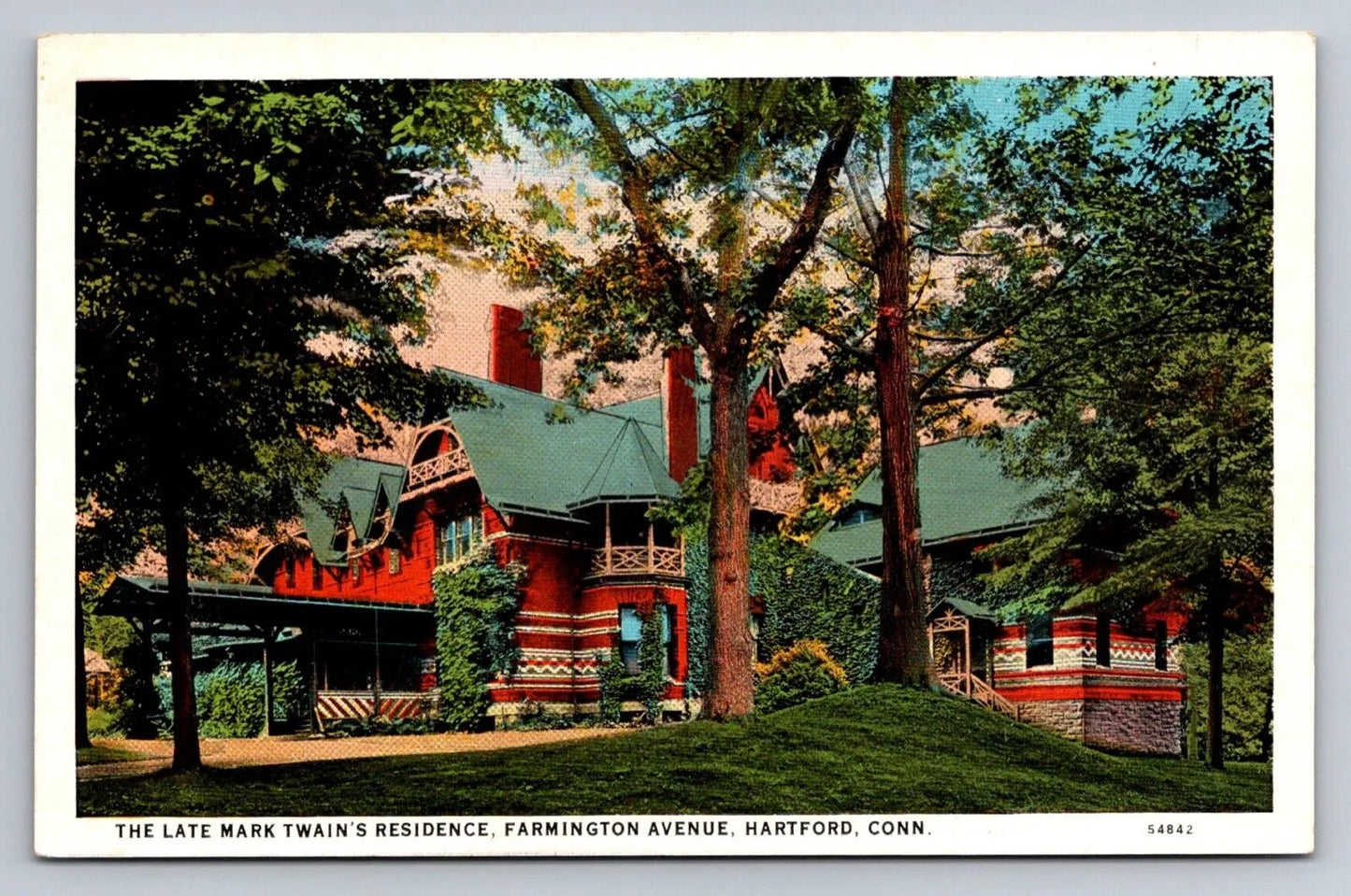 The Late Mark Twain's Residence, Farmington Avenue. Hartford, Conn. Postcard