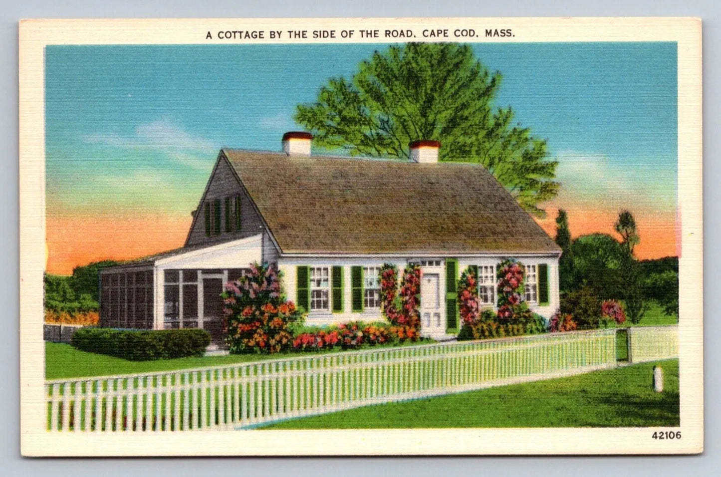 A Cottage by the Side of the Road. Cape Cod. Mass. (Massachusetts) Postcard