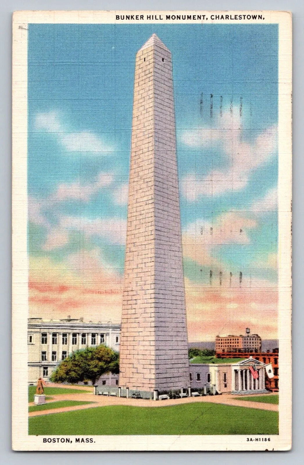 Bunker Hill Monument, Charlestown, Boston, Mass. Vintage Postcard