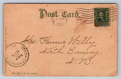 City Hall, Worcester, Mass. circa 1906 with One Cent Franklin Stamp Postcard