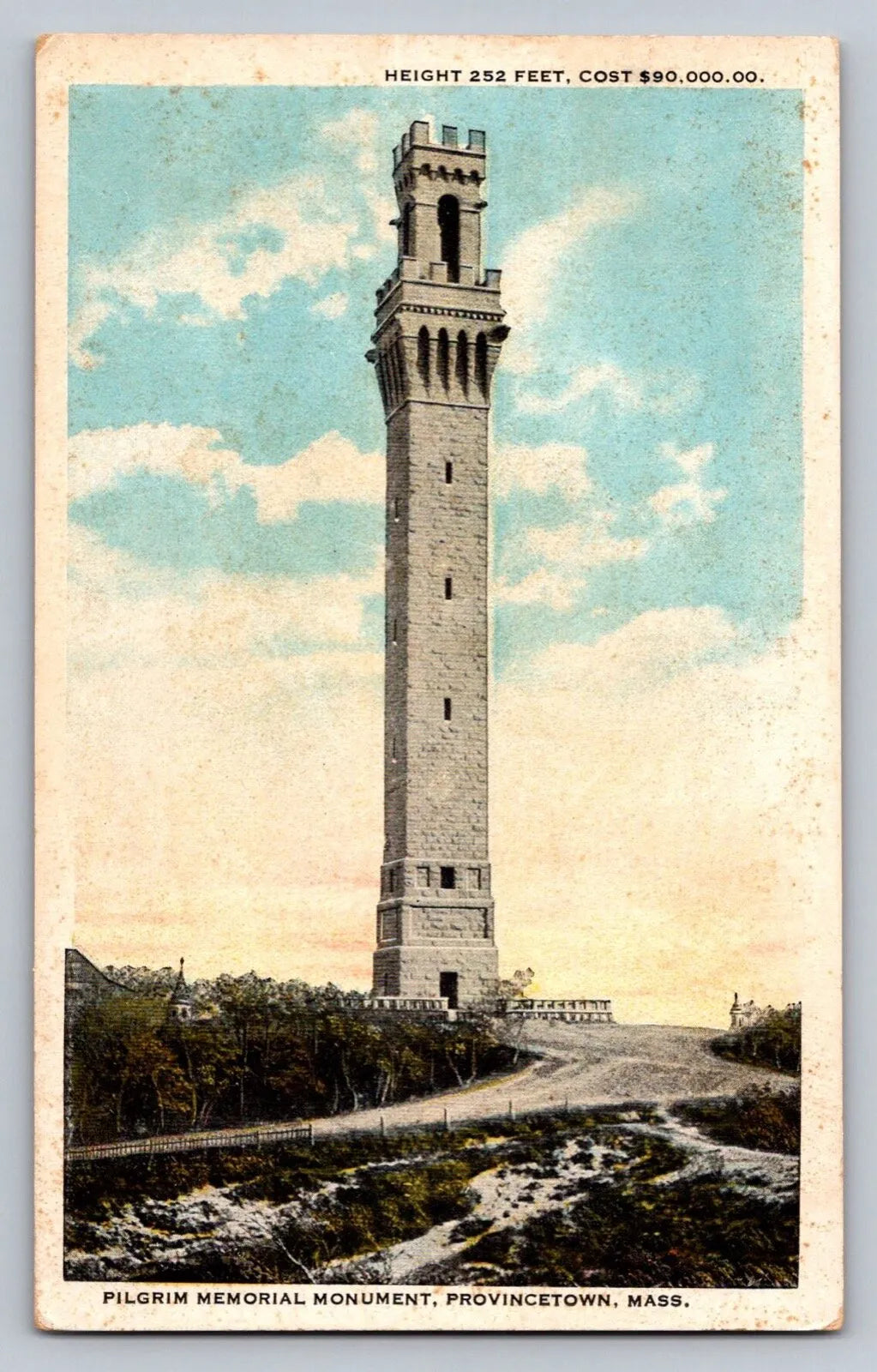 Pilgrim Memorial Monument, Provincetown, Mass. Height 252 Feet Vintage Postcard