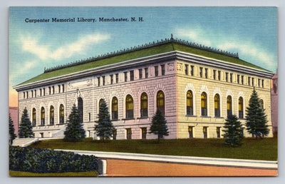 Carpenter Memorial Library, Manchester, NH Vintage Postcard