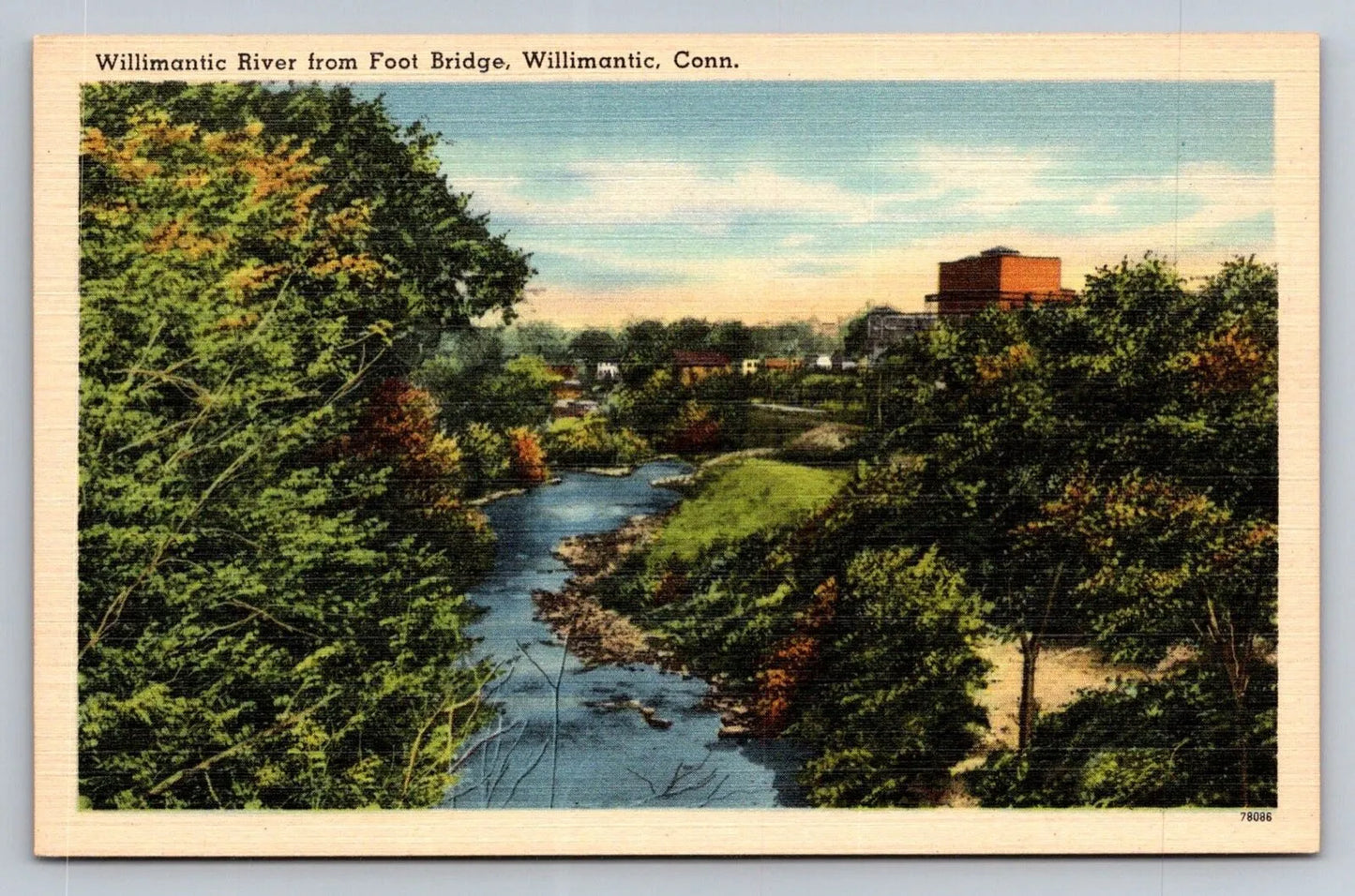 Willimantic River from Foot Bridge, Willimantic, Conn. Connecticut Postcard