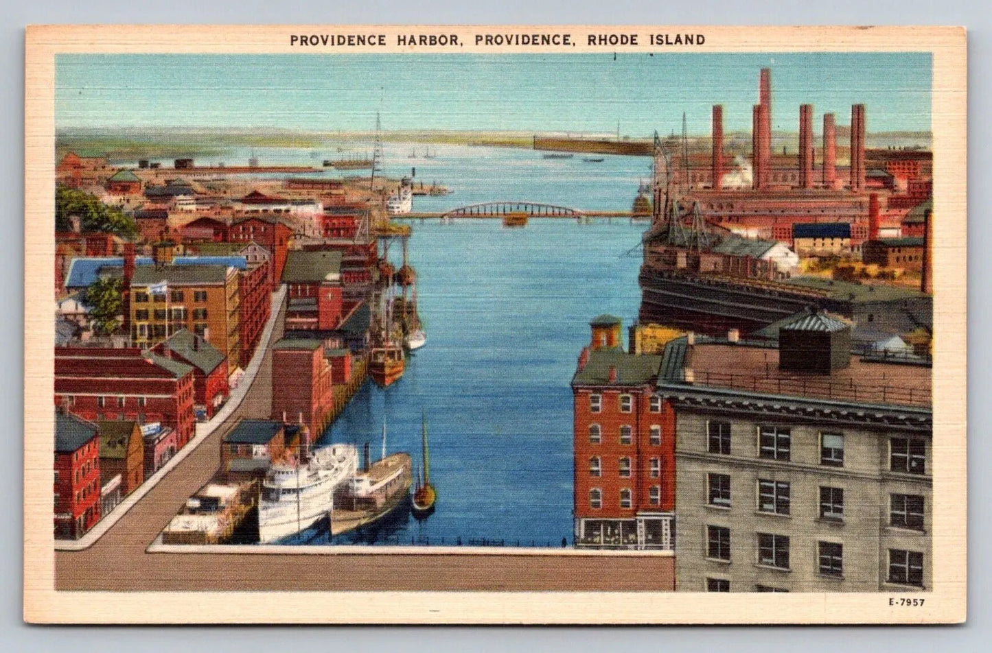 Providence Harbor, Providence, Rhode Island Vintage Postcard