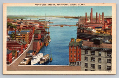 Providence Harbor, Providence, Rhode Island Vintage Postcard