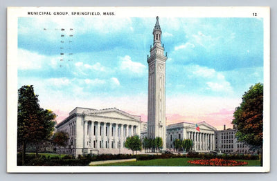 Municipal Group, Springfield, Mass. (Massachusetts) Vintage Postcard