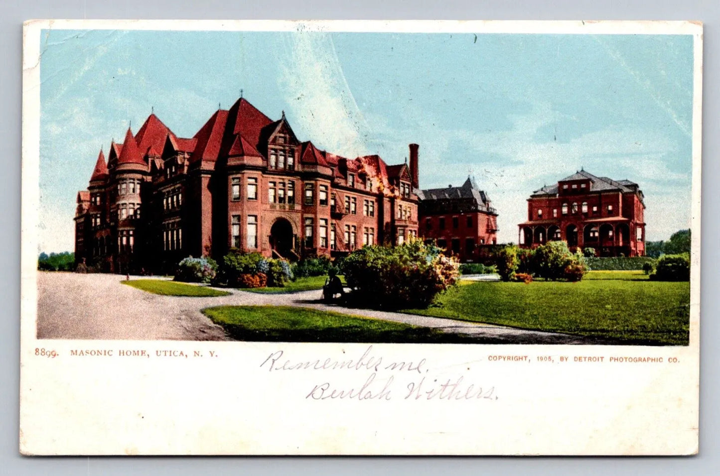 Masonic Home, Utica, New York Vintage Detroit Publishing Postcard (circa 1905)