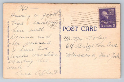 Fish Creek State Camping Grounds, Between Tupper and Saranac Lakes, NY Postcard