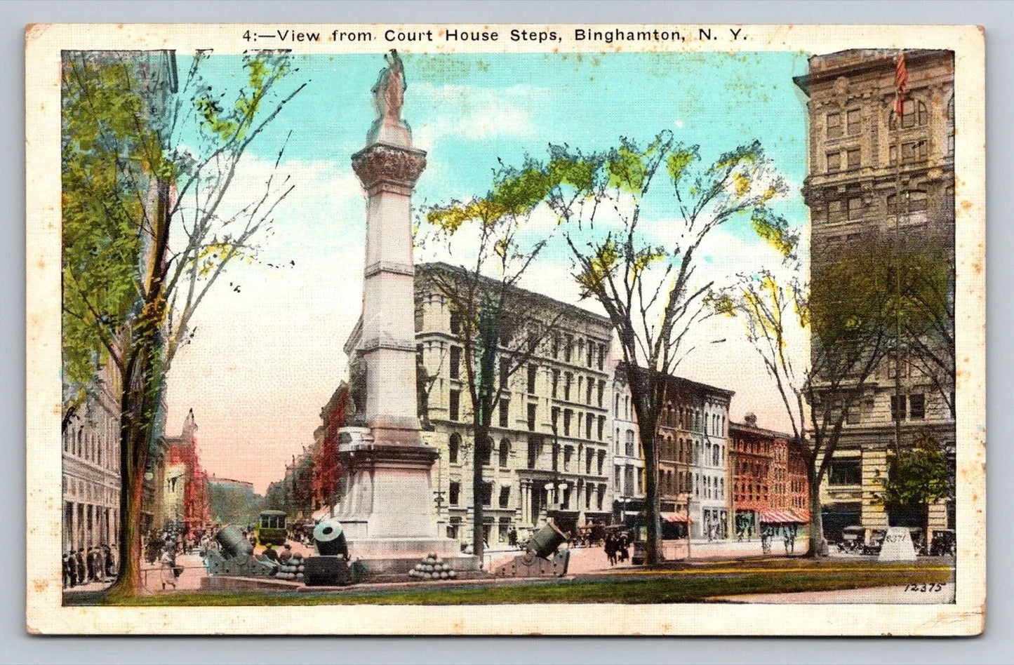 View from Court House Steps Binghamton, New York Vintage Postcard