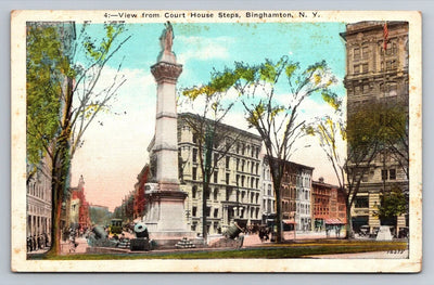 View from Court House Steps Binghamton, New York Vintage Postcard