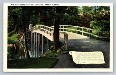 The Old North Bridge. Concord. Massachusetts - Rude Bridge Emerson Postcard