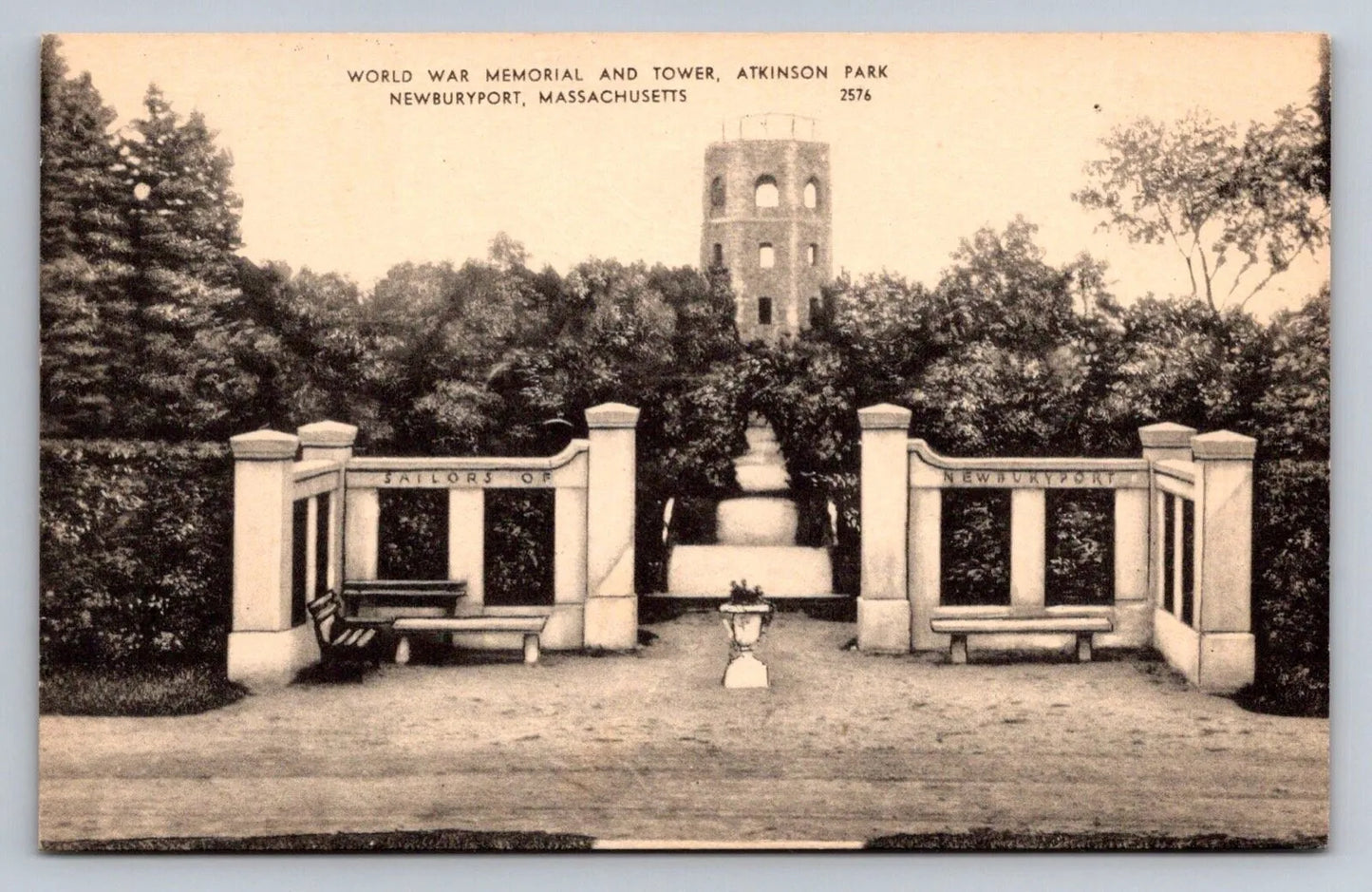 World War Memorial and Tower, Atkinson Park, Newburyport, Massachusetts Postcard