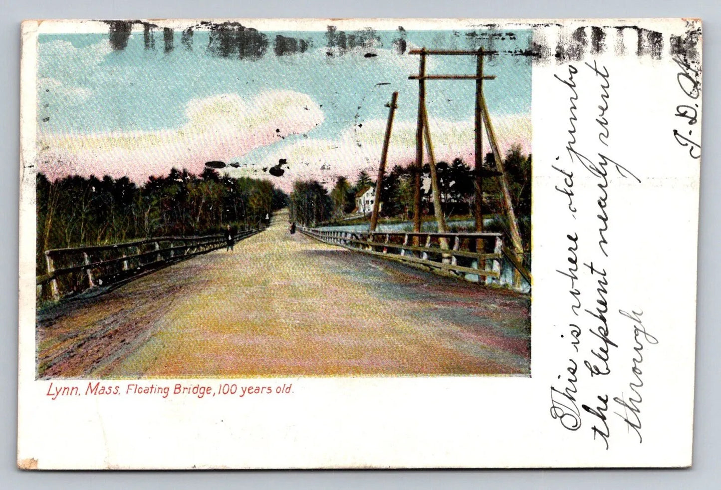 Lynn, Mass, Floating Bridge, 100 Years Old - Massachusetts Vintage Postcard