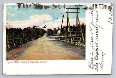 Lynn, Mass, Floating Bridge, 100 Years Old - Massachusetts Vintage Postcard