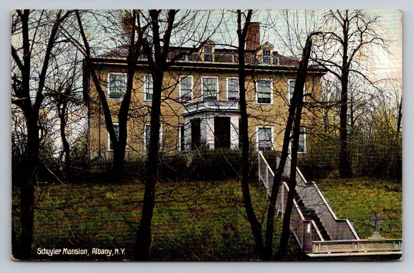 Schuyler Mansion, Albany, Ny - Posted 1908, Benjamin Franklin Stamp Postcard