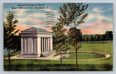 Benedict Temple to Music., Roger Williams Park, Providence, RI Vintage Postcard