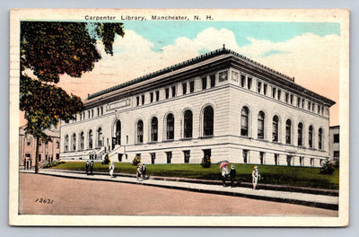 Carpenter Library, Manchester, NH (New Hampshire) Vintage Postcard - Fantastic!