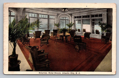 Solarium. Hotel Dennis, Atlantic City, NJ (New Jersey) Vintage Postcard