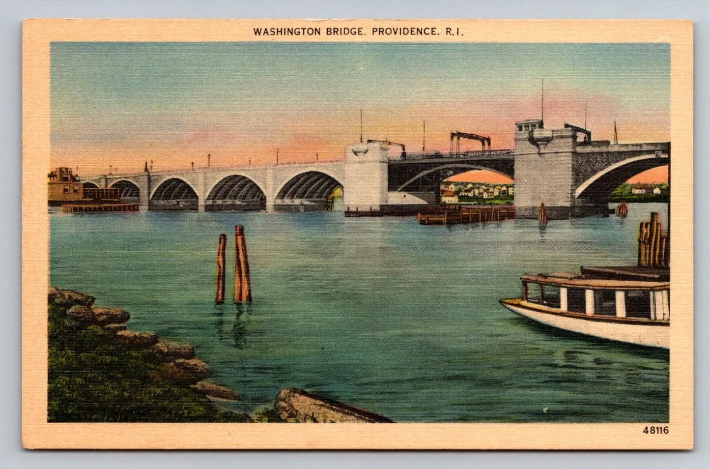 Washington Bridge, Providence, RI Vintage Postcard VERY SPECIAL