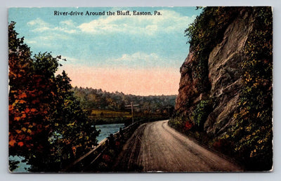 River-drive Around the Bluff, Easton, PA Vintage Postcard