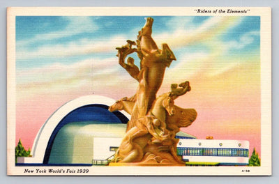 Riders of the Elements, New York World's Fair Vintage Postcard