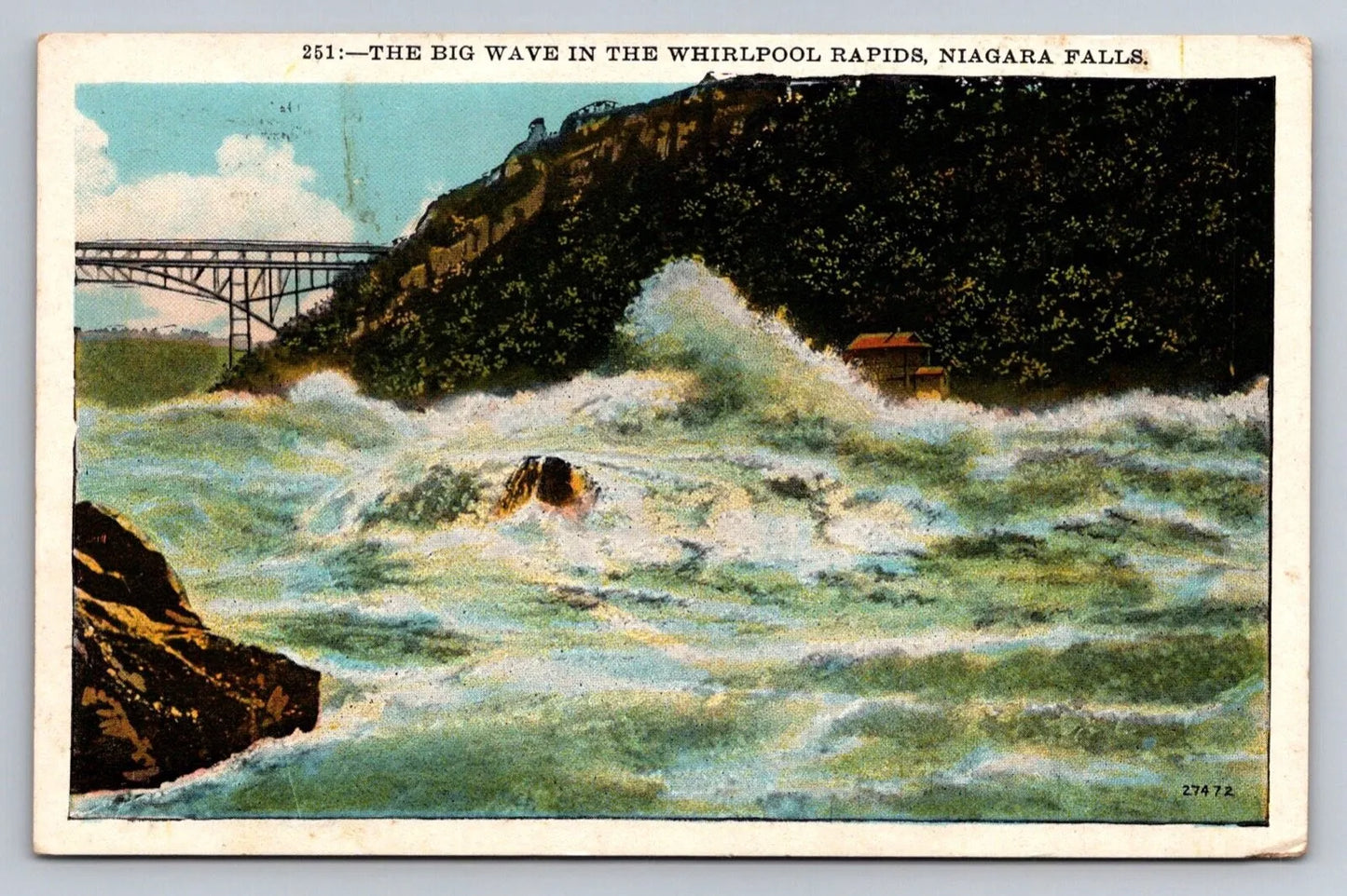 The Big Wave in the Whirlpool Rapids, Niagara Falls - River Vintage Postcard