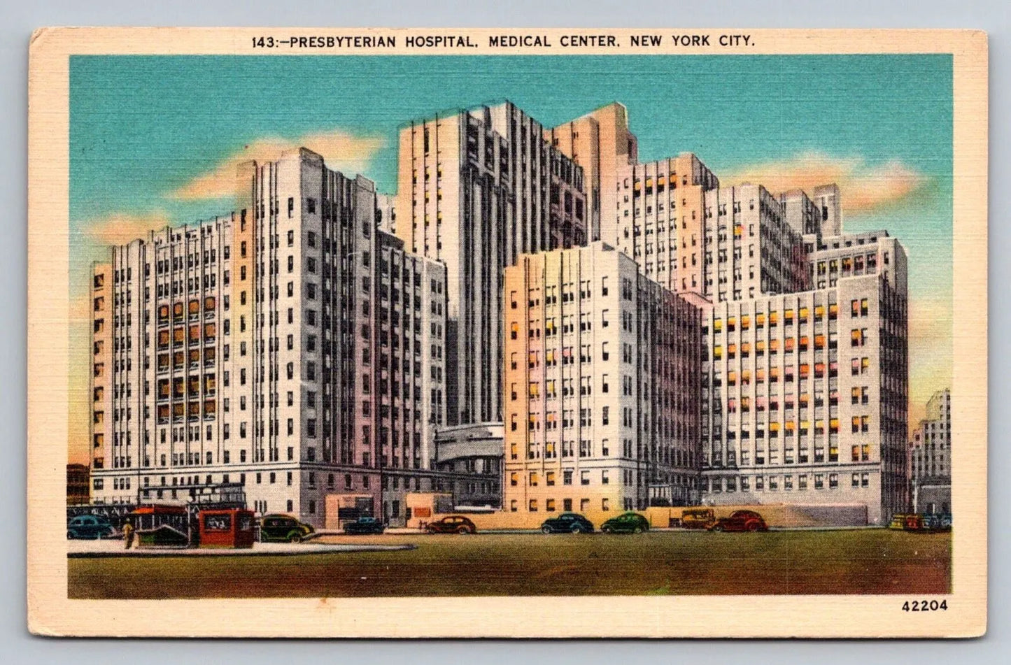 Presbytarian Hospital, Medical Center, New York City Vintage Postcard - Great!