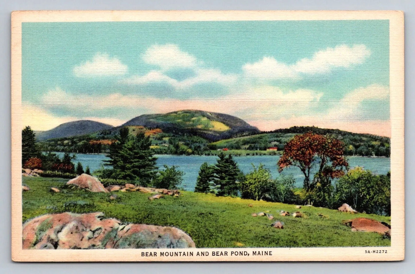 Bear Mountain and Bear Pond, Maine Vintage Postcard