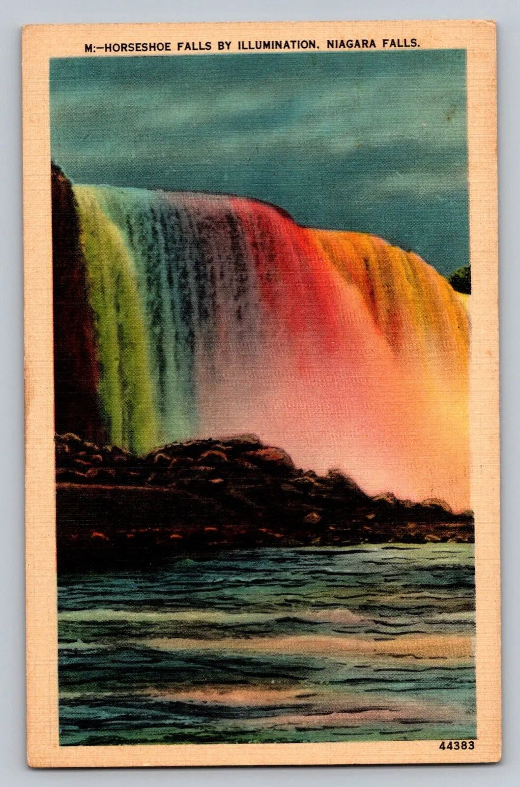 Horseshow Falls by Illumination, Niagara Falls, New York Vintage Postcard