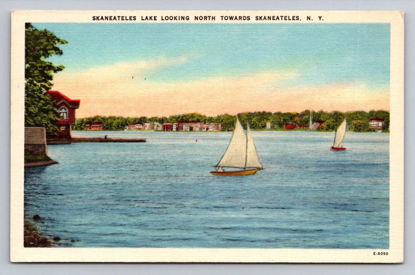 Skaneateles Lake Looking North Towards Skaneateles, NY - Sail Boats Postcard