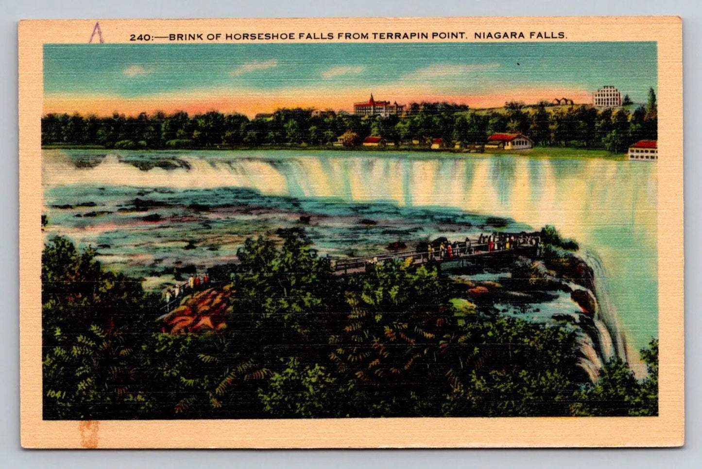 Brink of Horseshoe Falls from Terrapin Point, Niagara Falls, NY Vintage Postcard