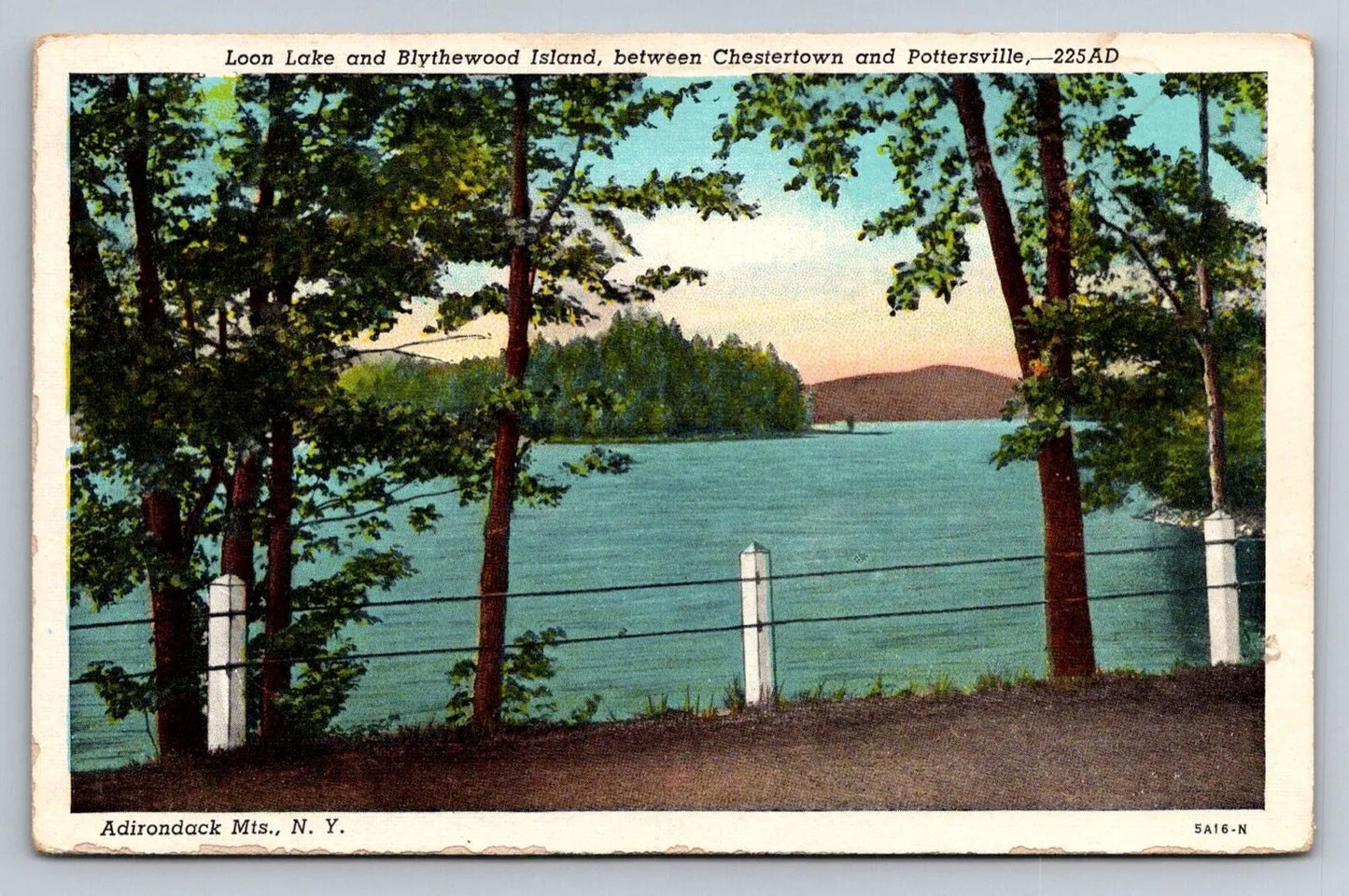 Loon Lake and Blythewood Island, Between Chestertown and Pottersville Postcard