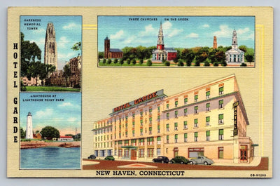 New Haven, Ct, Harkness Memorial Tower, Three Churches on the Green Postcard