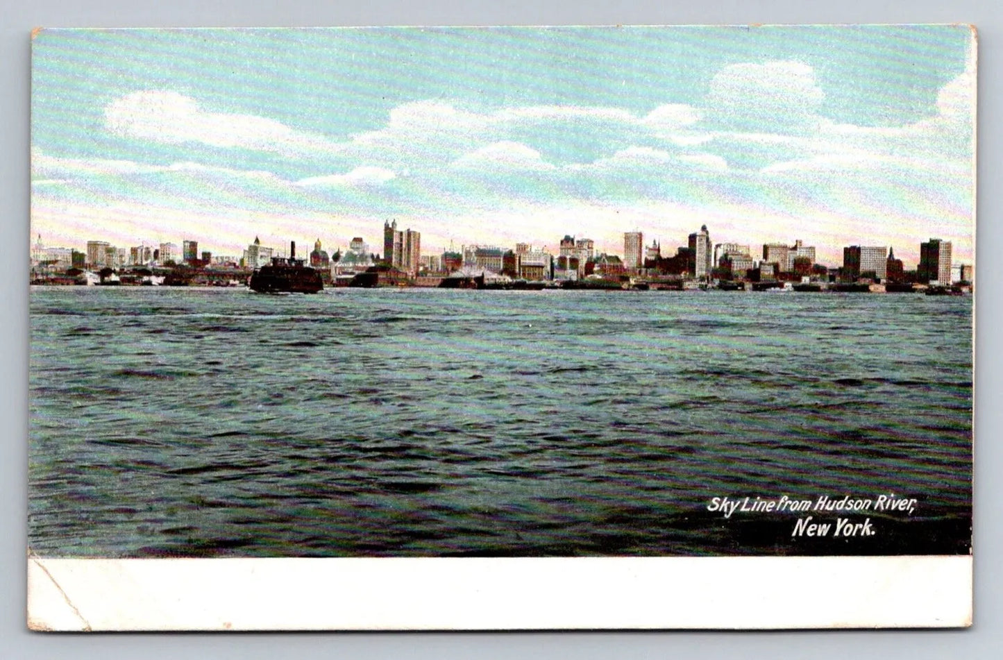 Skyline from Hudson River, New York Vintage Hugh C. Leighton Co Postcard - Wow!