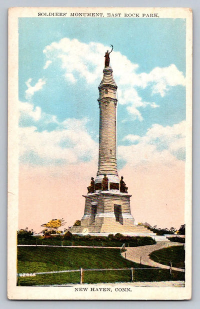 Soldiers' Monument, East Rock Park, New Haven, Conn. Vintage Postcard