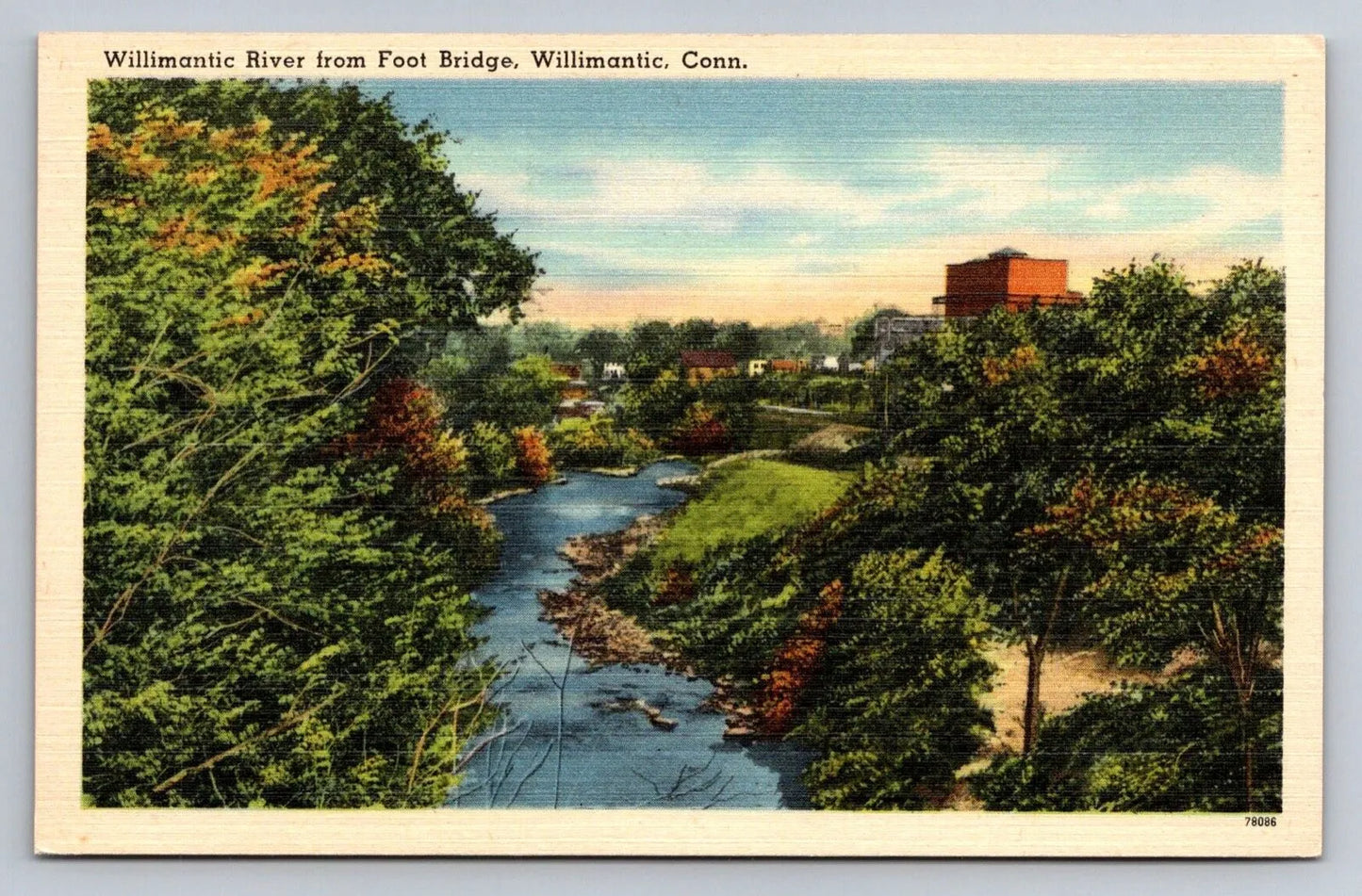 Willimantic River from Foot Bridge, Willimantic, Conn. Vintage Postcard