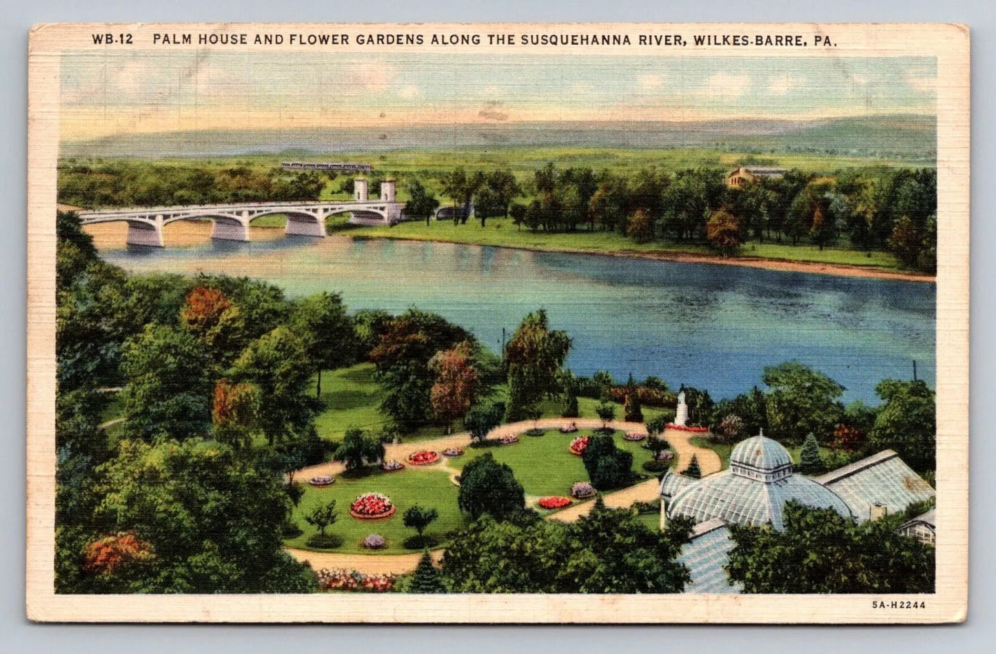 Palm House & Flower Gardens Along the Susquehanna River, Wilkes-Barre, Postcard