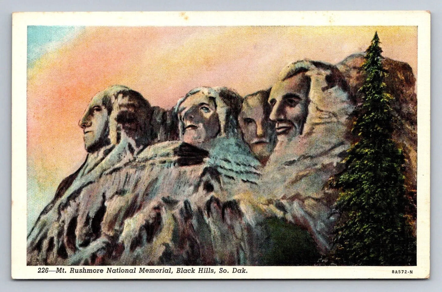 Mt. Rushmore National Memorial, Black Hills, So. Dak. Presidents Postcard