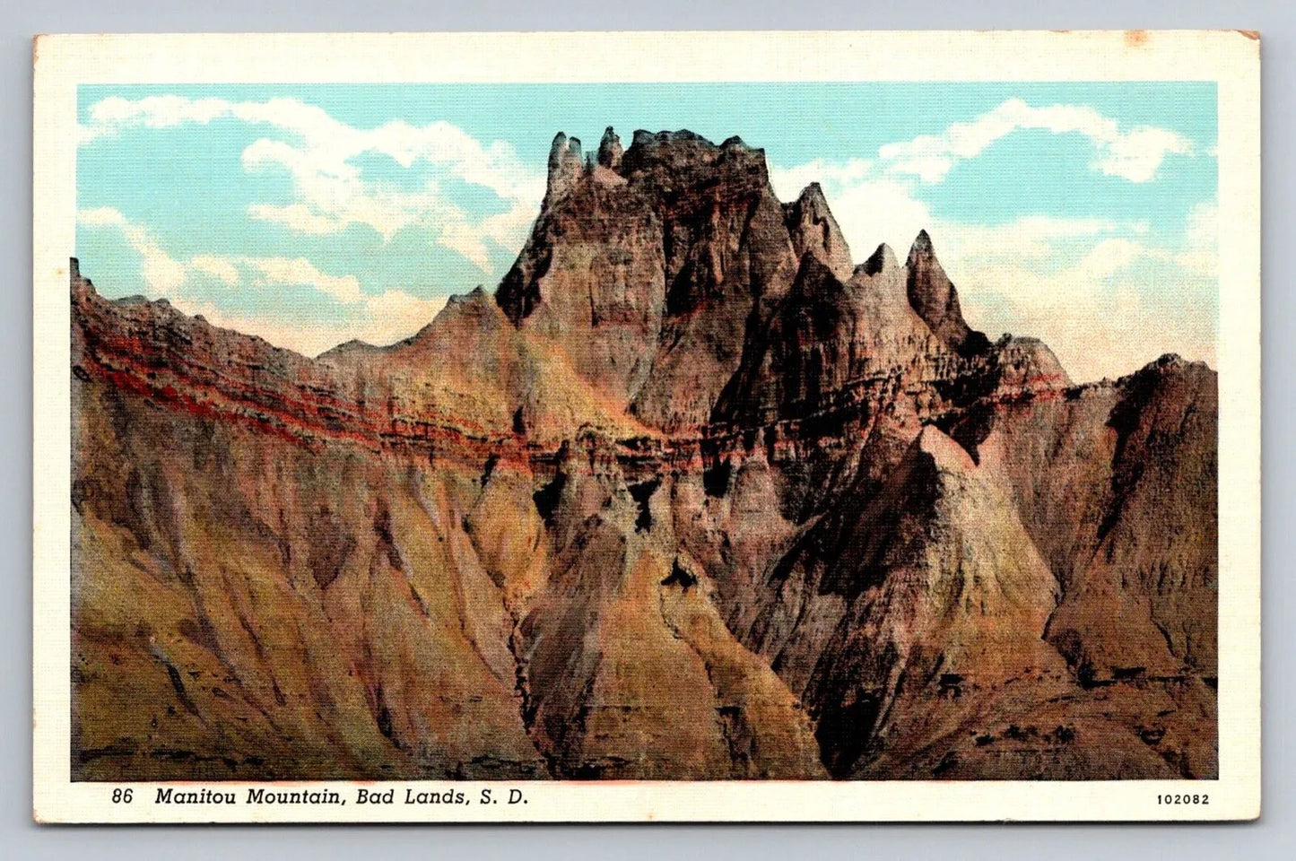 86 Manitou Mountain, Bad Lands, SD (South Dakota) Vintage Postcard