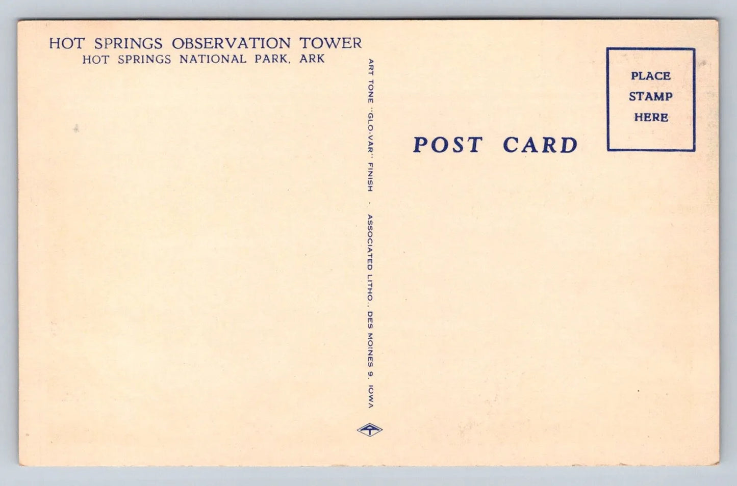 Aeroplane View of Hot Springs, Ark., Observation Tower, National Park Postcard