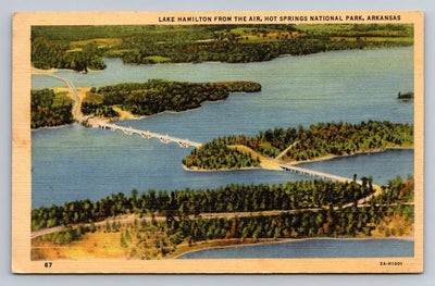 Lake Hamilton from the Air, Hot Springs National Park, Arkansas Vintage Postcard