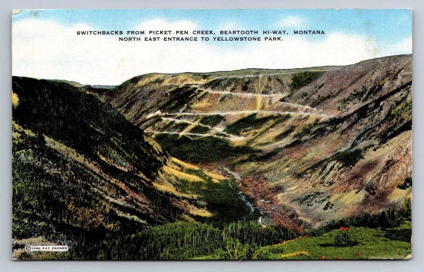 Switchbacks from Picket Pen Creek, Beartooth Hi-way, Yellowstone, Mont. Postcard