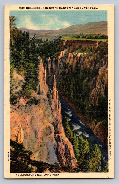 Needle in Grand Canyon Near Tower Fall, Yellowstone National Park Postcard