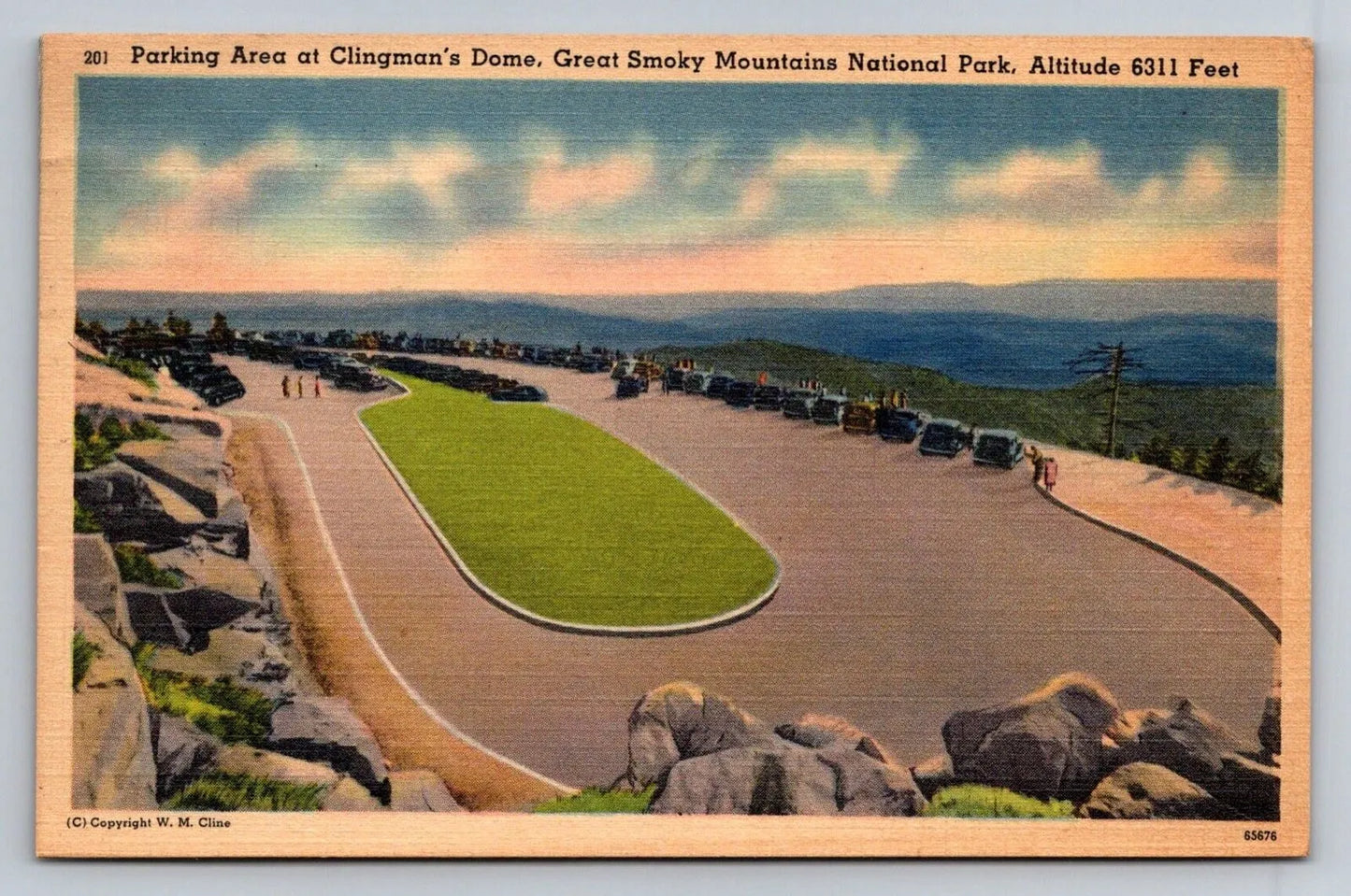 Parking Area at Clingman's Dome, Great Smoky Mountains National Park TN Postcard