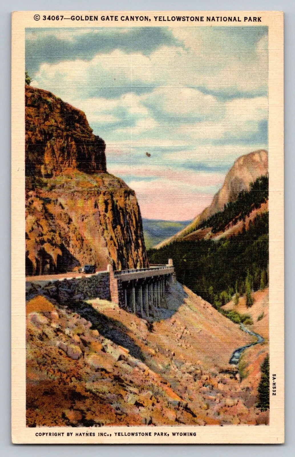 Golden Gate Canyon, Yellowstone National Park, Wyoming Vintage Postcard