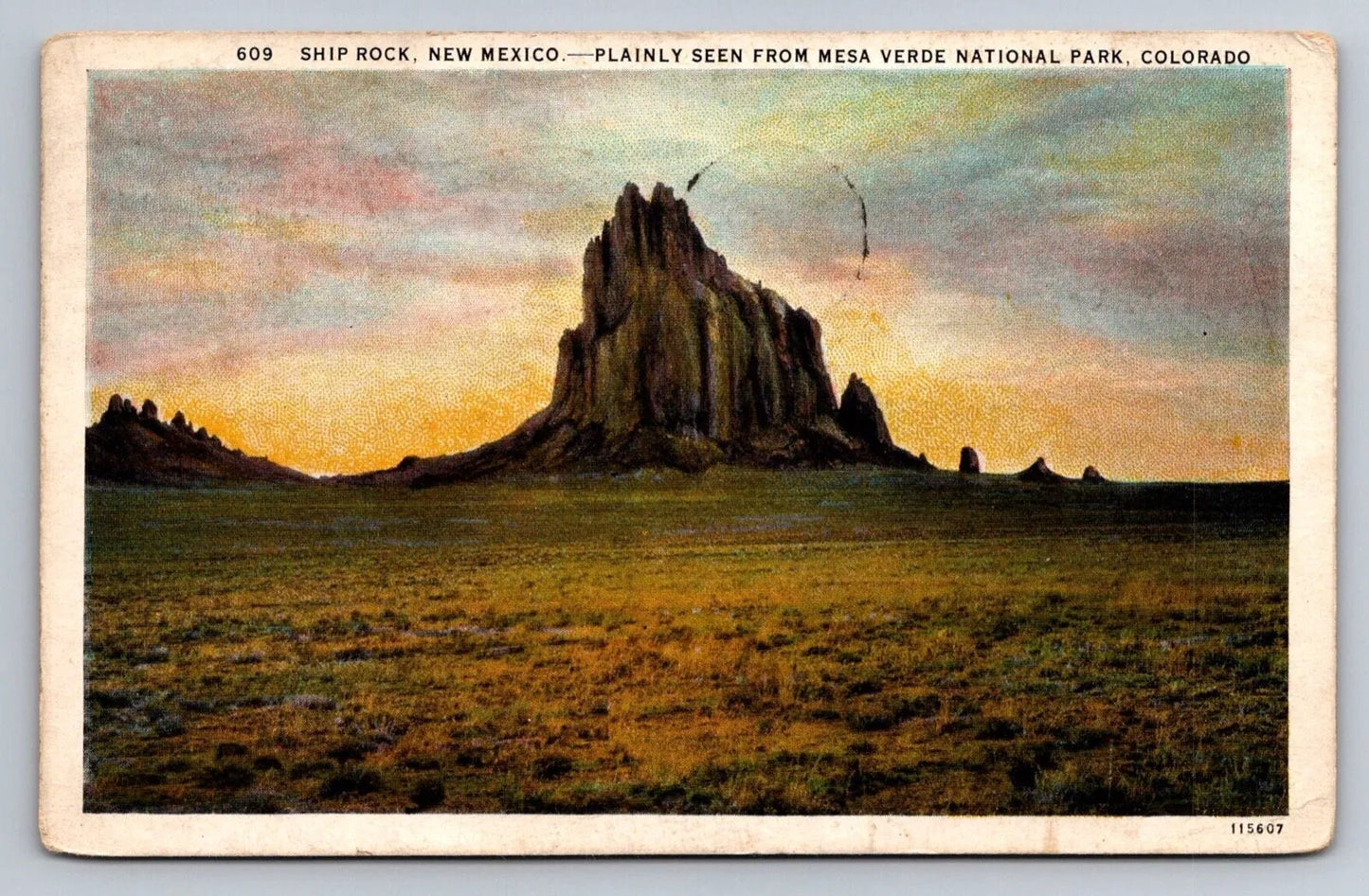 Ship Rock, New Mexico. Plainly Seen from Mesa Verde National Park, Col Postcard