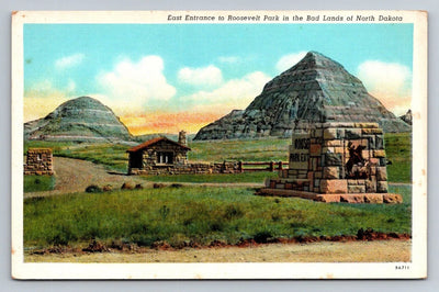 East Entrance to Roosevelt Park in the Bad Lands of North Dakota Postcard - Wow!