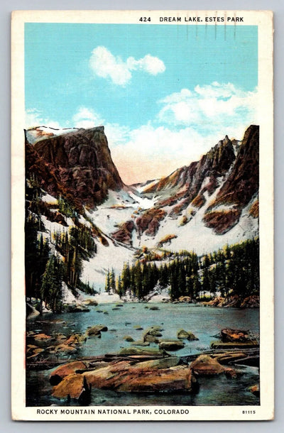 Dream Lake, Estes Park, Rocky Mountain National Park, Colorado Vintage Postcard