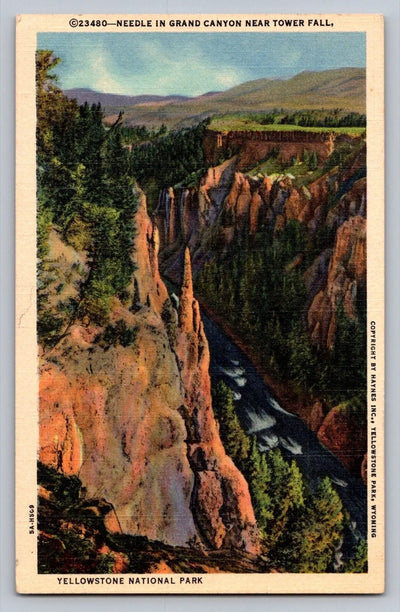 Needle in Grand Canyon Near Tower Fall, Yellowstone National Park, Wyo. Postcard